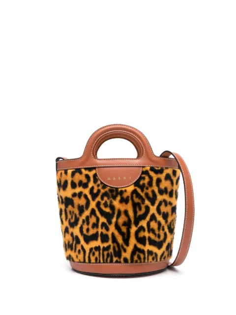 Marni mini Tropicalia leopard-print bucket bag Brown SCMP0056Q8LV846