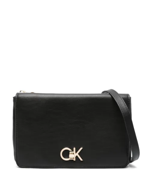 Calvin Klein logo-plaque faux-leather crossbody bag Black K60K611531