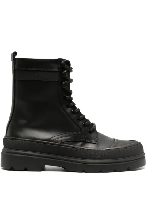 Calvin Klein logo-debossed leather ankle boots Black HM0HM01213