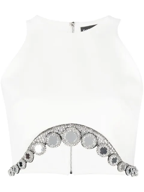 David Koma Crystal Tentacle cropped top White SS23DK50T