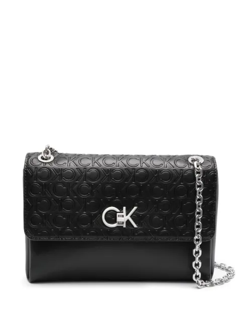 Calvin Klein logo-debossed faux leather shoulder bag Black K60K611533