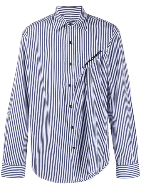 Y/Project logo-embroidered striped shirt Blue SHIRT59S24