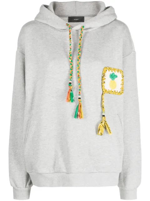 Alanui Stay Positive crochet-detailed cotton hoodie Grey LWBB006S23FAB0020808