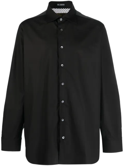 Raf Simons logo-patch long-sleeve shirt Black 231M256100009983