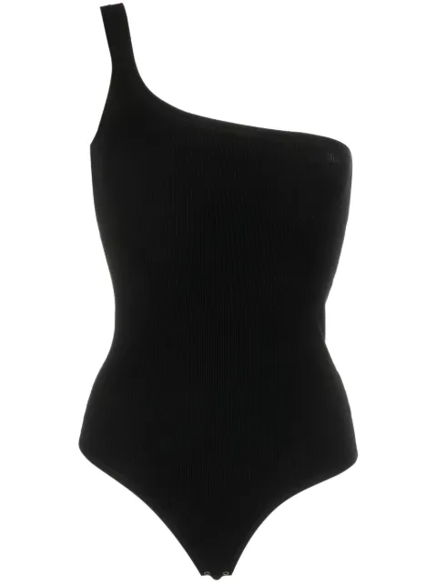 Michael Kors Collection one-shoulder ribbed-knit bodysuit Black CK676Y0006