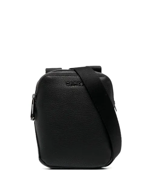 Calvin Klein logo-plaque zipped messenger bag Black K50K510555