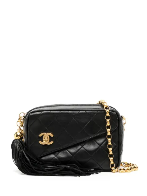 CHANEL Pre-Owned 1992 diamond-quilted Bijoux camera bag Black 2646379