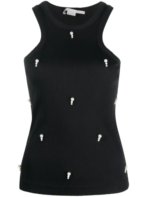 Stella McCartney pearl-embellished ribbed tank top Black 6J02003SPX68