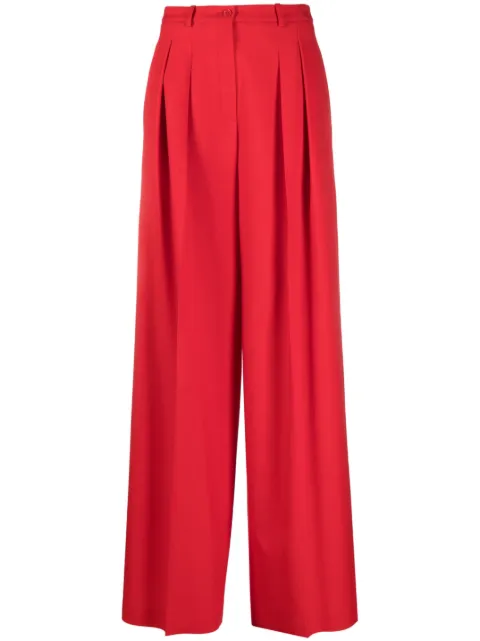 Michael Kors Collection box-pleat wool palazzo trousers Red CPA7100189
