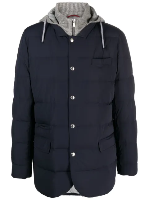 Brunello Cucinelli feather-down hooded jacket Blue MM4037336GCZC13