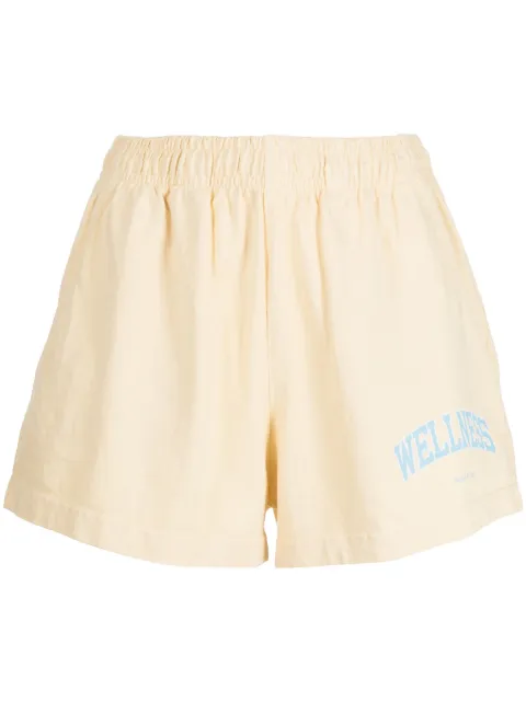 Sporty & Rich Wellness-print cotton shorts Yellow SH844AL