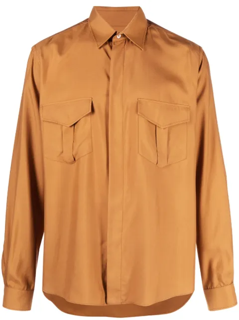 Bally pointed-collar silk shirt Brown MSH00DSE068