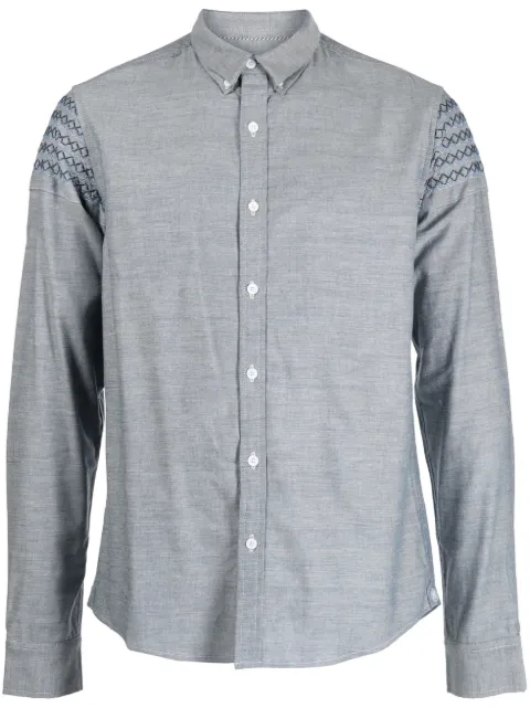 Private Stock embroidered-detail linen shirt Blue PS02ADW04B