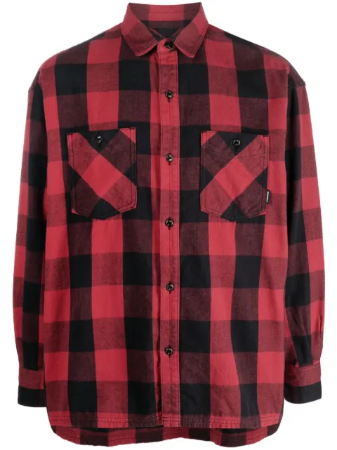 Neighborhood check-pattern cotton shirt Red 231ARNHSHM01