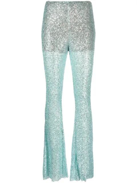 Self-Portrait sequin-embellished mesh trousers Blue PF23195PBL