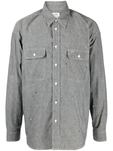 visvim logo-print paint-splatter shirt Grey 0120205011006