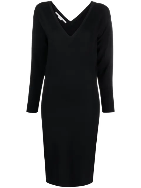 Stella McCartney V-neck knitted midi dress Black 6K0426S2076