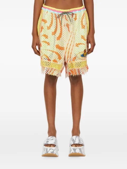Vivienne Westwood Orb-appliqué mesh shorts Yellow 3J01000BJ0042