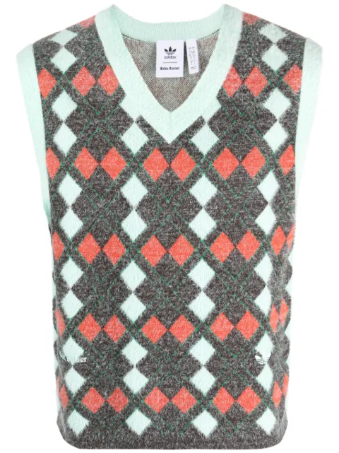 adidas x Wales Bonner argyle knitted vest Green IB3259