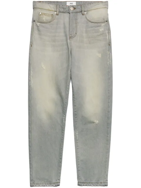 AMI Paris logo-patch organic cotton jeans Blue H23HTR103DE0019