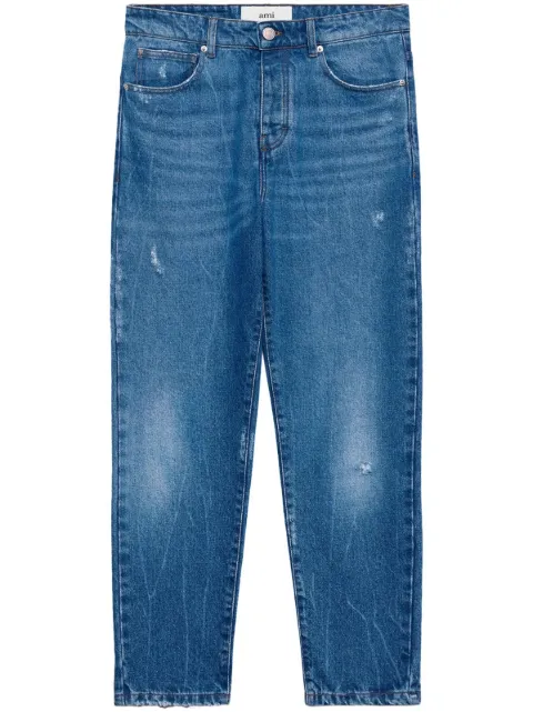 AMI Paris logo-patch straight-leg jeans Blue H23HTR103DE0016