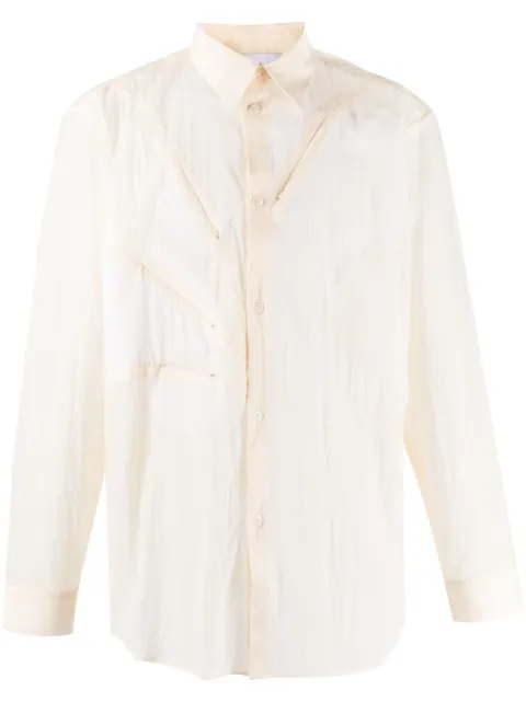 Post Archive Faction semi-sheer zip-pocket shirt Neutrals TSCIV