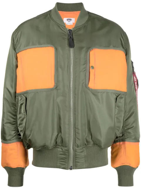 Junya Watanabe MAN colour-block panelled bomber jacket Green WKJ904