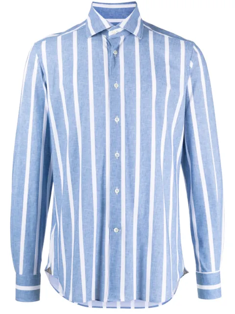 Corneliani stripe-print buttoned shirt Blue 91P1783111477