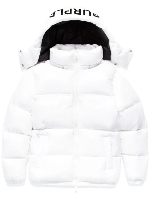 Purple Brand logo-print padded jackets White P611PSWP423