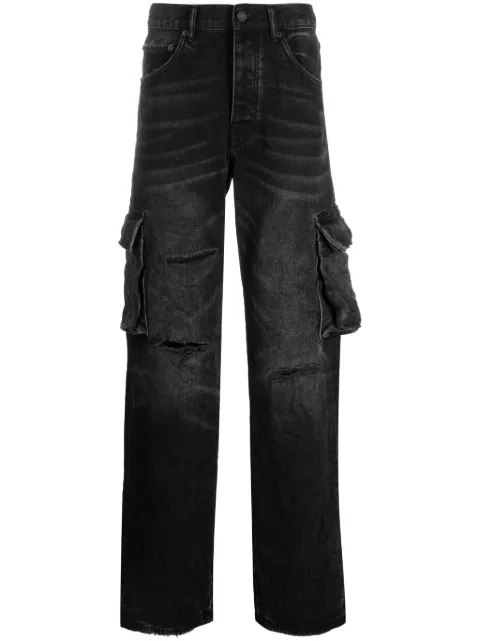 Purple Brand P011 distressed straight-leg jeans Black P011RCCB423