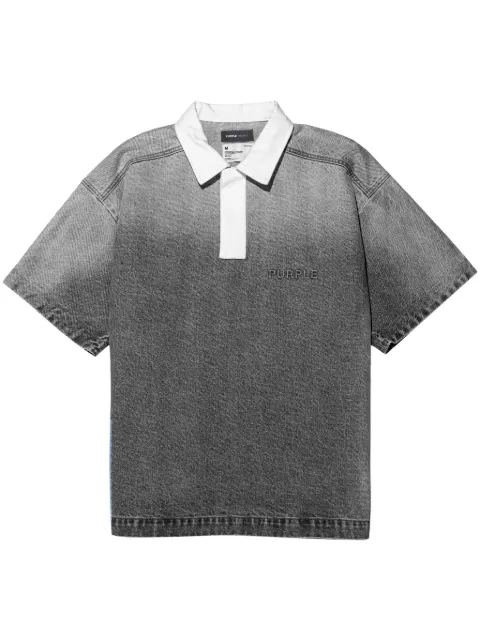 Purple Brand logo-embossed cotton polo shirt Grey P036SPWB423