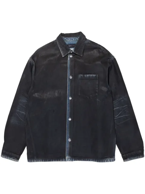 Purple Brand logo-embossed coated shirt jacket Black P034CSJB423