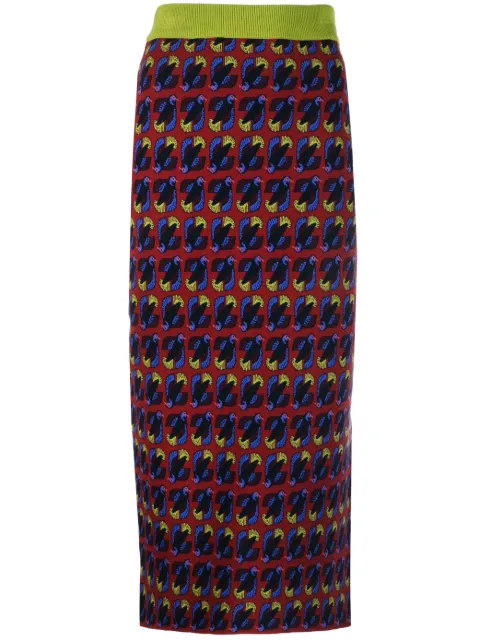 PAULA monogram-pattern high-waist skirt Red SPARII