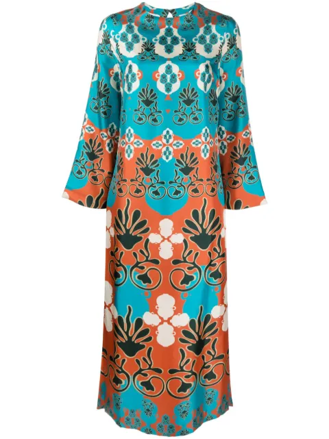 PAULA patterned-jacquard midi dress Blue SHIRLEY