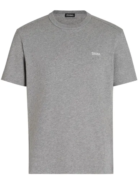 Zegna logo-embroidered cotton T-shirt Grey E7360A5B760