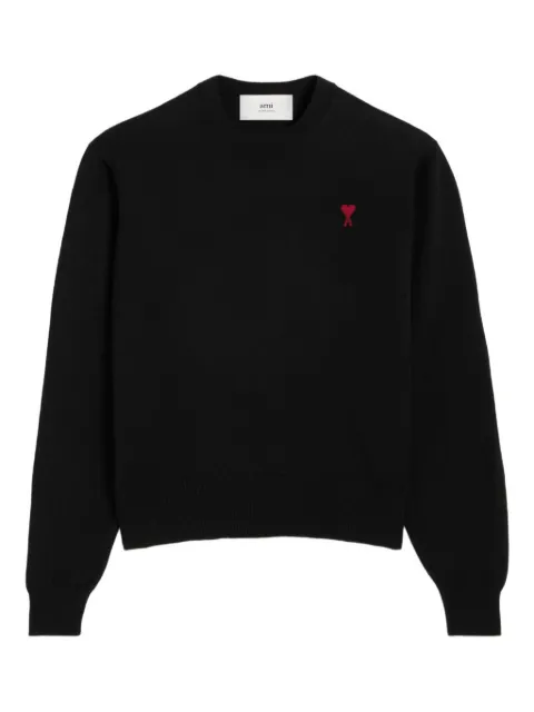 AMI Paris logo-embroidered wool jumper Black BFHKS111KN0025