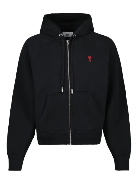 AMI Paris Ami de Coeur-embroidered zip-up hoodie Black H23USW415747