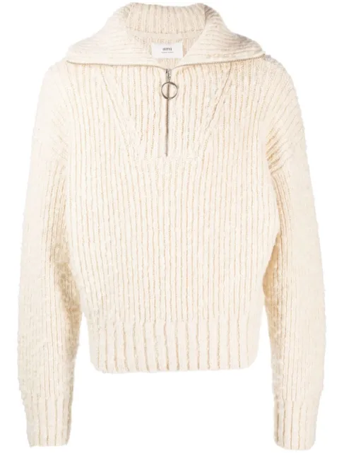 AMI Paris brushed half-zip jumper Neutrals H23UKS633KN0022