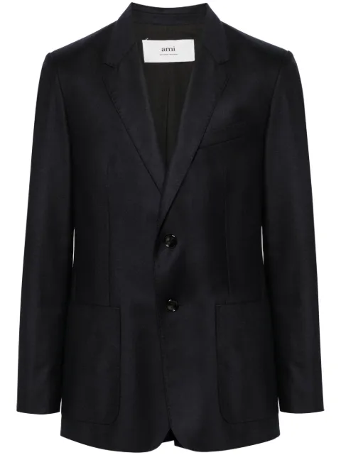 AMI Paris single-breasted virgin wool blazer Blue H23HBV005WV0023