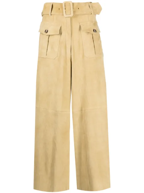 PAULA wide-leg suede trousers Neutrals TOPAZ