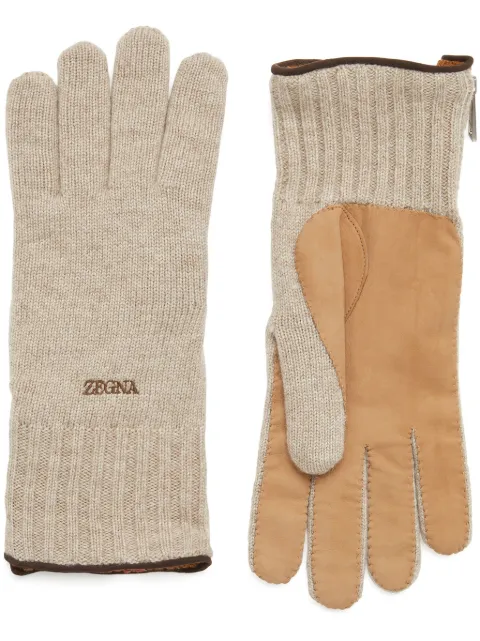 Zegna logo-embroidered cashmere gloves Neutrals Z6G02GA6G62