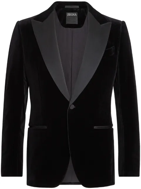Zegna single-breasted velour blazer Black 671E01A611EWN0