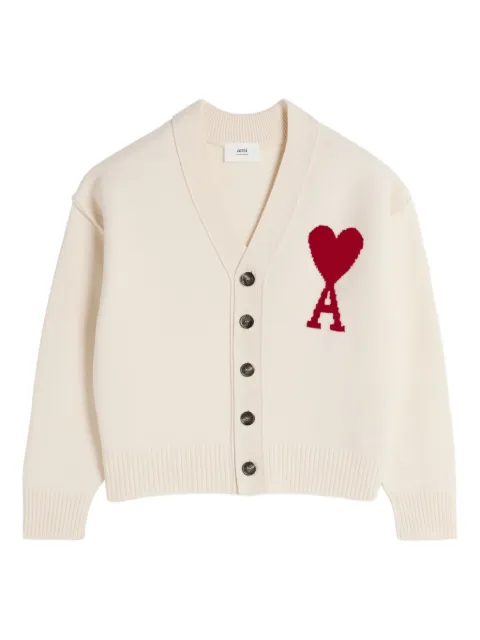 AMI Paris Ami de Coeur wool cardigan White H25BFUKC006018