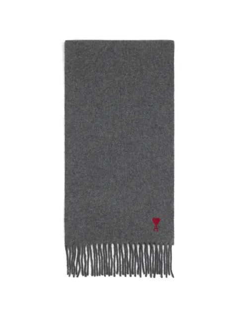 AMI Paris Ami de Coeur logo-embroidered scarf Grey H26BFUSF405334