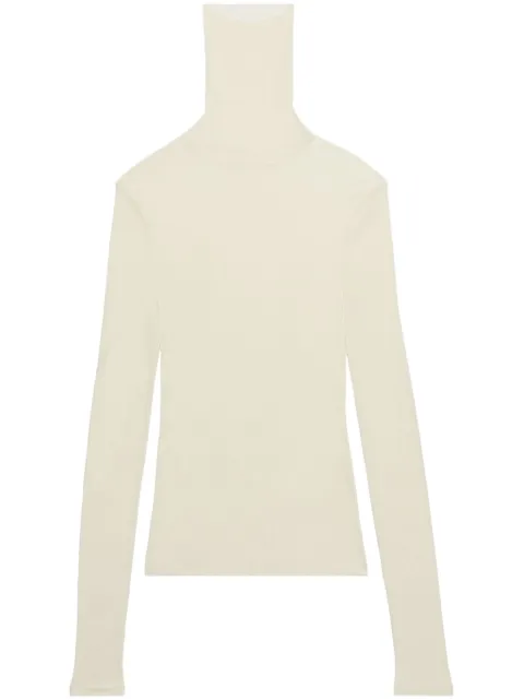 AMI Paris ribbed roll-neck top Neutrals H23HTS301JE0022