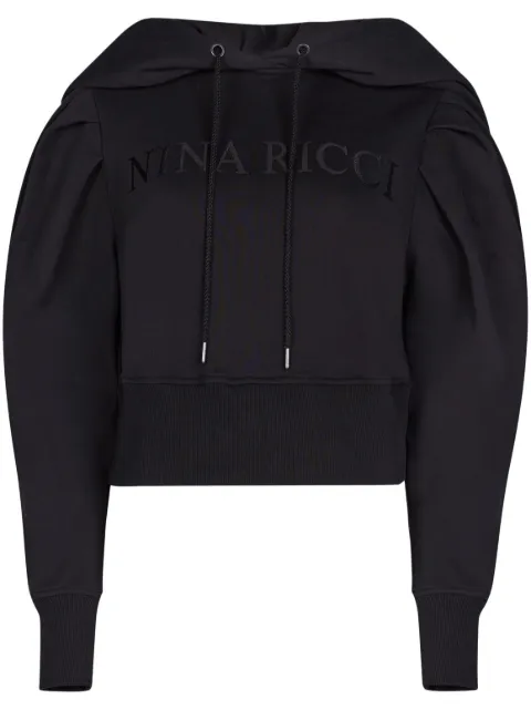 Nina Ricci logo-embroidered cotton hoodie Black 23AJTO021CO1039