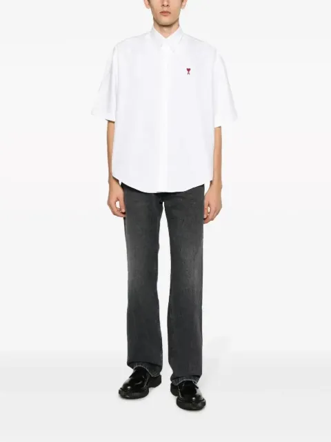 AMI Paris mid-rise straight-leg jeans Black H23UTR500DE0018