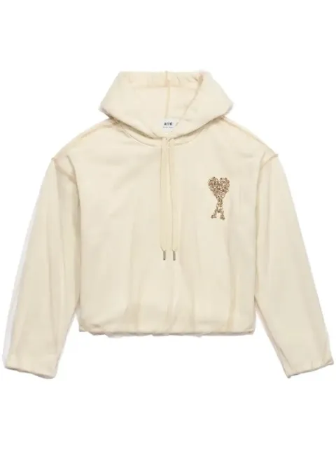 AMI Paris Ami de Coeur tulle hoodie Neutrals H23USW221PA0018