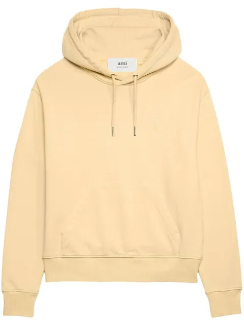 AMI Paris logo-embroidered organic-cotton hoodie Yellow H23USW203730