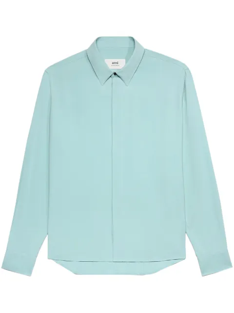 AMI Paris button-up crepe shirt Blue H23USH151AC0004